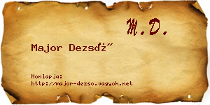 Major Dezső névjegykártya